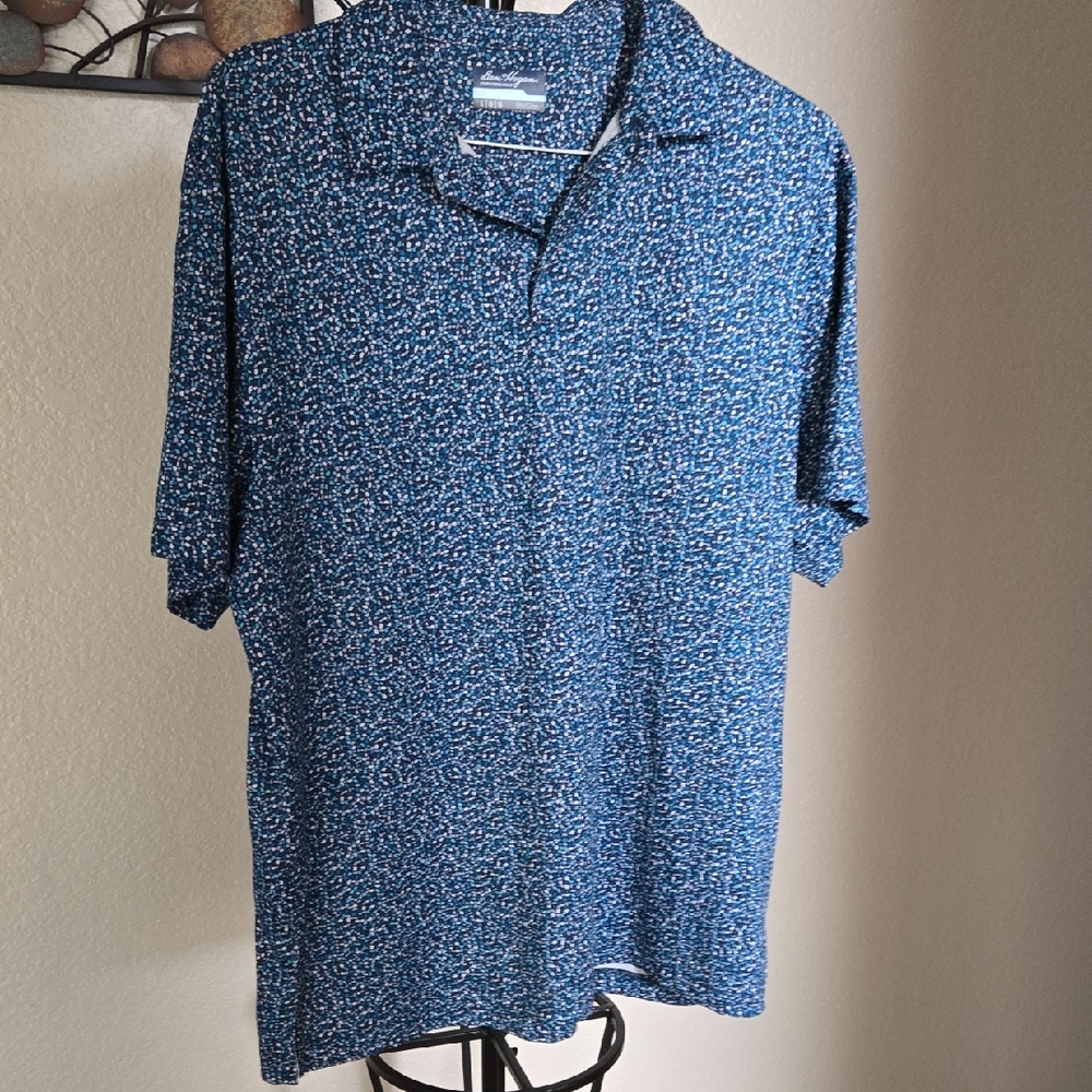 Hogan Blue and White Patterned Polo Shirt